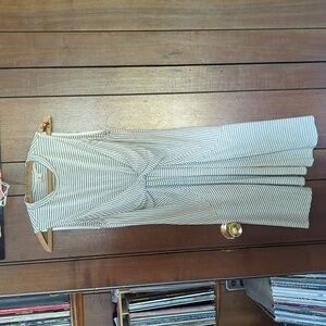 Grey and white striped jersey dress